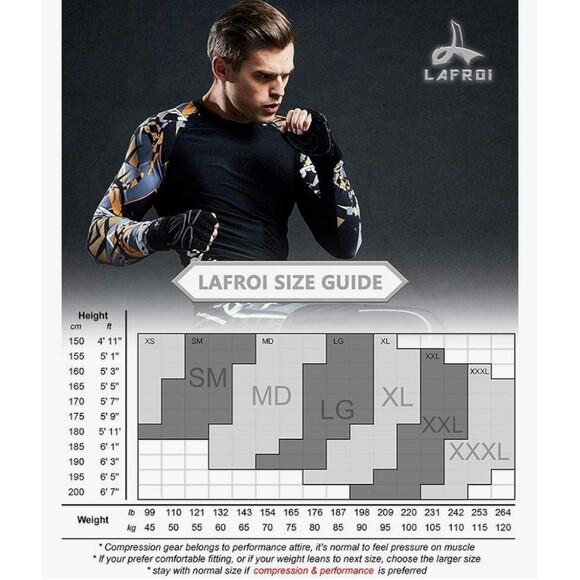 LAFROI Men's Long Sleeve Performance Fit Compression Rash Guard Size L New - Picture 2 of 6